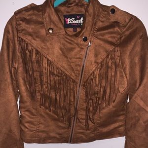 Girls Suede Jacket With Fringe